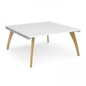 Image of Fuze square boardroom table 1600mm x 1600mm - white frame and white