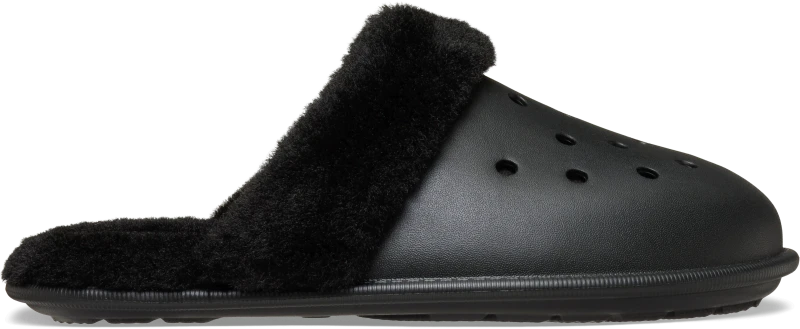 Image of Crocs Unisex Classic Fuzz Scuff Slippers Black W9/M8