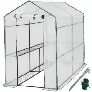 Image of Tectake - Greenhouse with tarpaulin - small greenhouse, walk in greenhouse, garden greenhouse - white