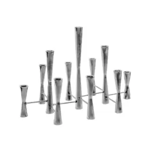 Image of Parker 11 Piece Silver Candle Centerpiece H42cm W52cm