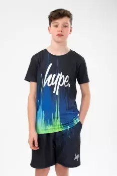 Image of HYPE BOYS BLACK PACIFIC DRIPS SCRIPT T-SHIRT