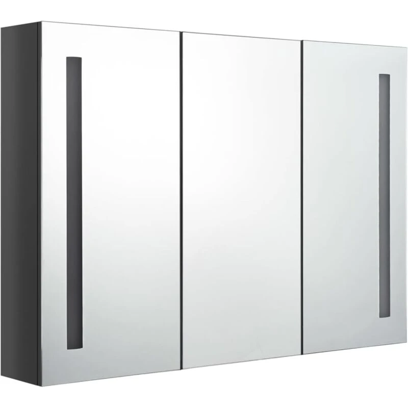 Image of VIDAXL LED Bathroom Mirror Cabinet 89x14x62cm Shining Grey Vidaxl 8720286332917