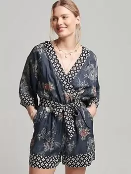 Image of Superdry Vintage Kimono Playsuit - Multi, Size 8, Women