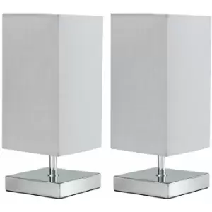 Image of Minisun - 2 x Square Chrome Touch Table Lamps - Grey - No Bulb