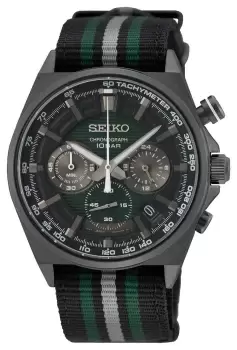 Image of Seiko SSB411P1 Mens Chronograph Green Dial Black and Watch