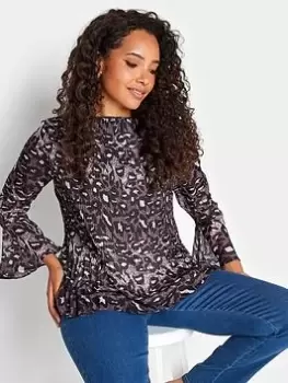 Image of M&Co Printed Pleated Tunic Top - Purple, Purple, Size 18, Women