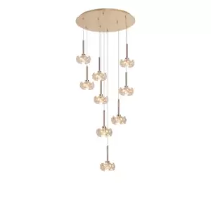 Image of Salisbury 9 Light G9 Universal 2.5m Round Multiple Ceiling Pendant And Crystal Shade, French Gold