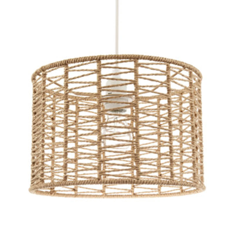 Image of Happy Homewares Classic Twisted Brown Paper Pendant Light Shade With Strapped Design