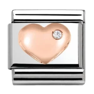 Image of Nomination CLASSIC Rose Gold Stone Set Heart Charm 430305/01