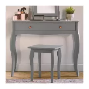 Image of BTFY Grey Dressing Table - 1 Drawer Vanity Console Table With Rose Gold Handles - Vintage Baroque Style Makeup Table Desk