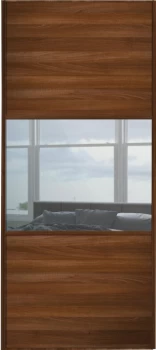 Image of Wickes Sliding Wardrobe Door Wideline Walnut Panel and Mirror - 2220 x 914mm