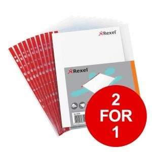 Image of Rexel Nyrex Pocket Reinforced Red Strip Side opening A4 Clear Ref