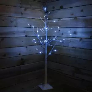 Image of 1.2m (4ft) Christmas Outdoor Birch Tree with 48 Ice White LED