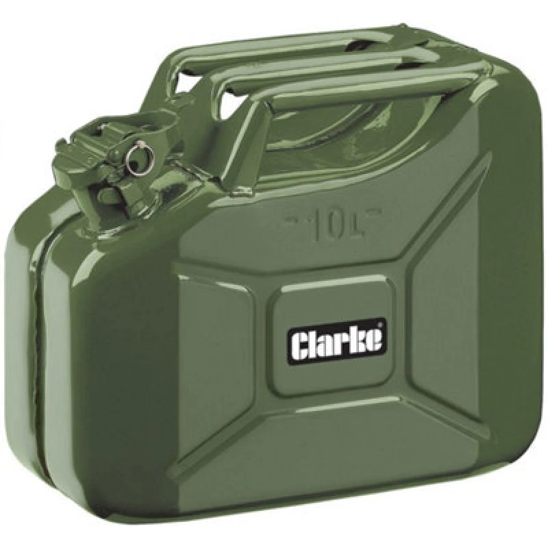 Image of Clarke Fuel Jerry Can Green 10 Litre Metal Petrol Diesel 10L Container Jc10Lg