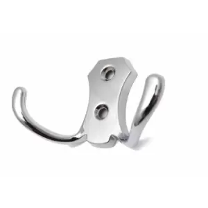 Image of Small Double Coat Hanger Hook Door Wall Bath BK24 Model - Colour Chrome - Pack of 9