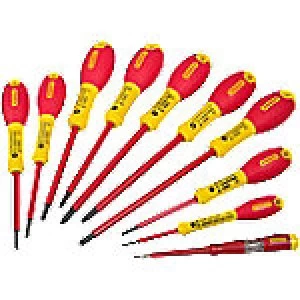 Image of Stanley Fatmax VDE Insulated Pozidriv, Parallel, Flared Screwdriver Set 10 Pieces