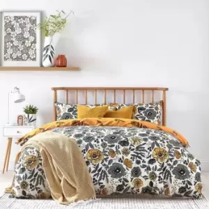 Image of Furn Scandi Poppy Duvet Cover Set (King) (Mustard Yellow)