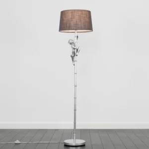 Image of George Monkey Silver Floor Lamp with Dark Grey Doretta Shade