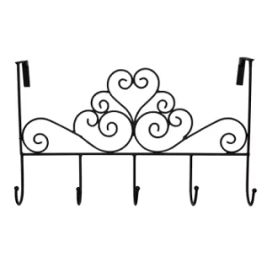 Image of Black Scroll Over Door 5 Hooks