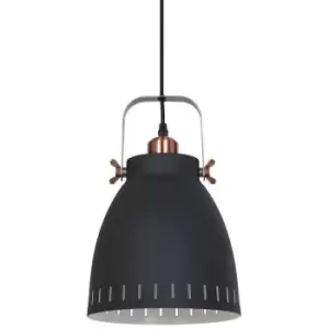 Image of Italux Franklin - Industrial And Retro Hanging Pendant Graphite, Red Copper 1 Light with Graphite Shade, E27
