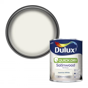 Image of Dulux Quick Dry Jasmine White Satinwood Mid Sheen Paint 750ml