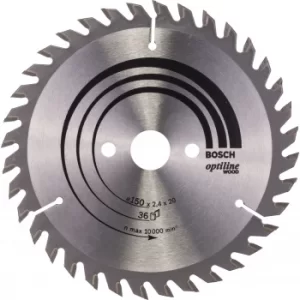 Image of Bosch Optiline Wood Cutting Saw Blade 150mm 36T 20mm