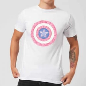 Image of Marvel Captain America Flower Shield Mens T-Shirt - White - L