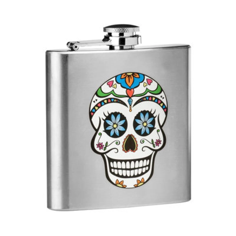Image of Premier Housewares Skull Design Hip Flask Silver