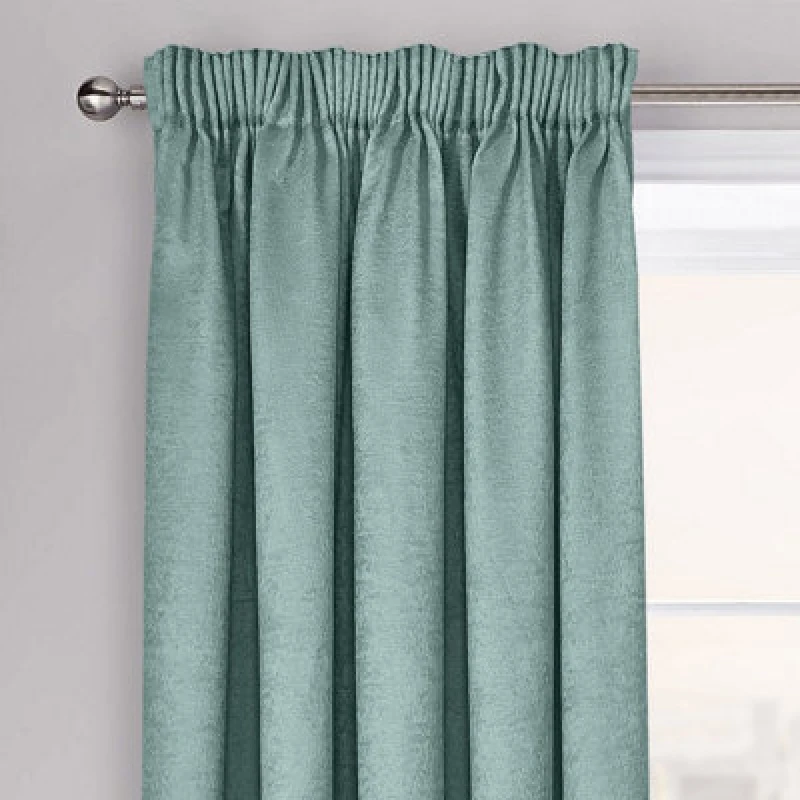 Image of Velosso Westwood Dimout Pencil Pleat Curtains in Pale Green Size: 228cm width x 228cm drop Pale Green Unisex 228cm width x 228cm drop