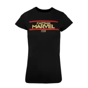 Image of Captain Marvel Womens/Ladies Letters T-Shirt (M) (Black)