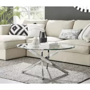 Image of Furniturebox Novara Chrome and Glass Round Minimalist Coffee Table