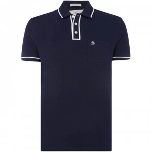 Image of Original Penguin Earl Tipped Slim-Fit Polo Shirt - Navy