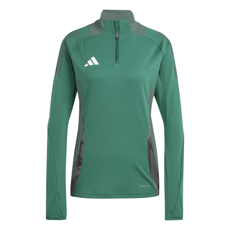 Image of adidas Womens Tiro24 Quarter Zip Fleece Dark Green female 6 (XXS)
