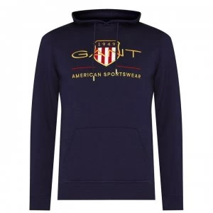 Image of Gant Gant Arch Shield Over The Head Hoodie - Navy 433