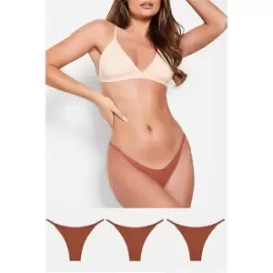 Image of I Saw It First Brown Secret Solutions 3 Pack Seamless Thongs - Brown