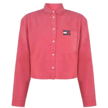 Image of Tommy Jeans Cropped Cord Shirt - CLARET RED