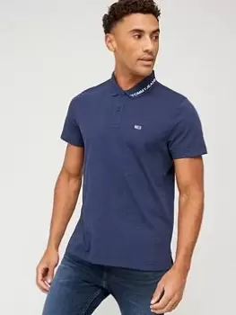 Image of Tommy Jeans Jersey Polo Shirt - Twilight Navy
