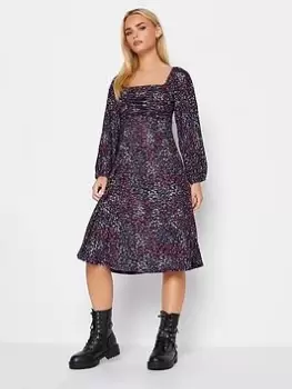 Image of PixieGirl Petite Ditsy Ruched Front Dress, Pink, Size 8, Women