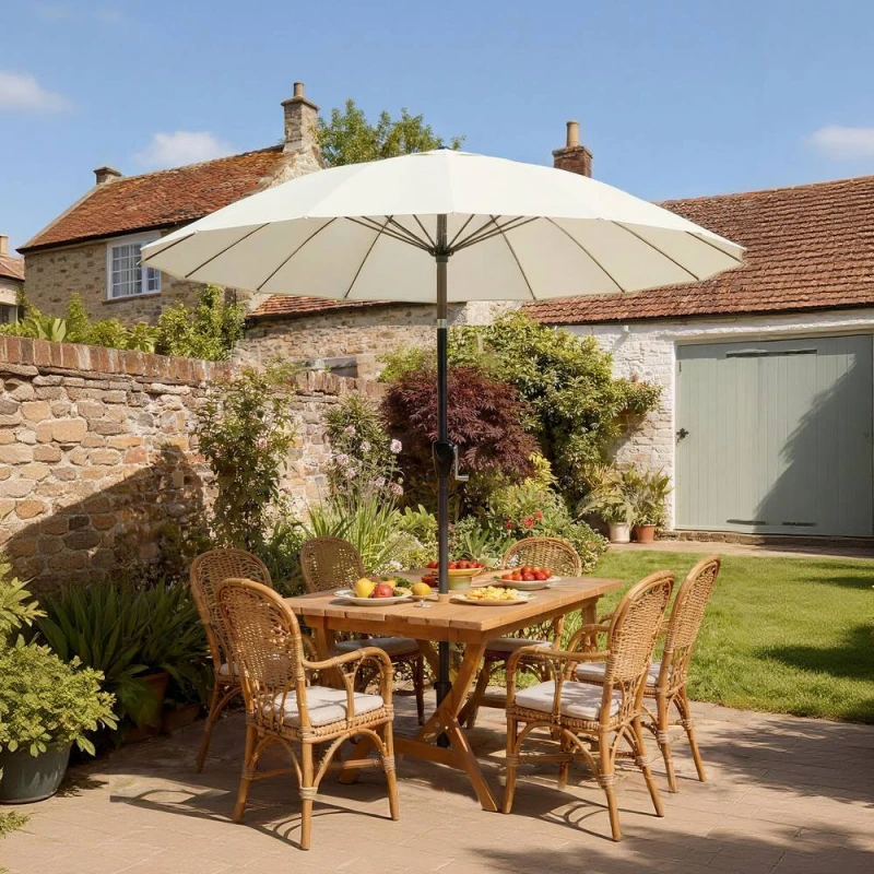 Image of OUTSUNNY 2m Shanghai Garden Parasol Umbrella, Outdoor Sun Shade in Cream Cream Unisex 2m