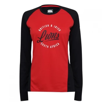 Image of Canterbury British and Irish Lions Long Sleeve Graphic T Shirt Ladies - Red/Black