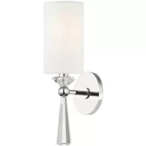 Image of Birch 1 Light Wall Sconce Polished Nickel, Linen