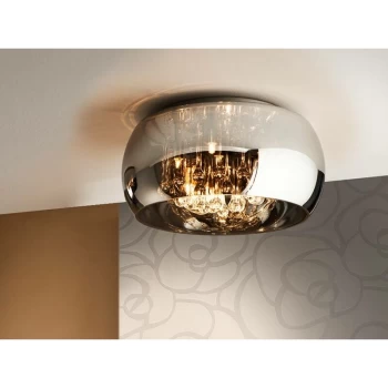 Image of Schuller Argos - 5 Light Crystal Flush Ceiling Light Chrome, Mirror, G9