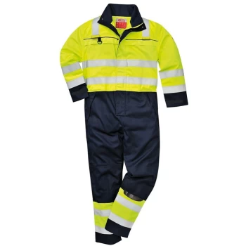 Image of Portwest - FR60YNRS - sz S Hi-Vis Multi-Norm Coverall - Yellow/Navy