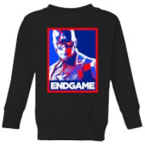 Image of Avengers Endgame Captain America Poster Kids Sweatshirt - Black - 7-8 Years