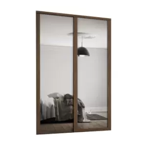 Image of Shaker 2 Door Sliding Wardrobe Kit Mirror with Walnut Frame (W)1449 x (H)2260mm
