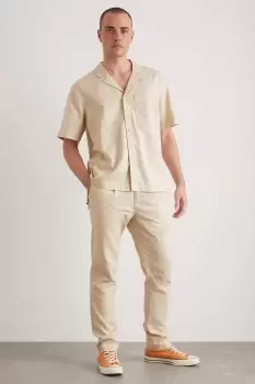 Image of Light Sand Short Sleeve Linen Pocket Shirt