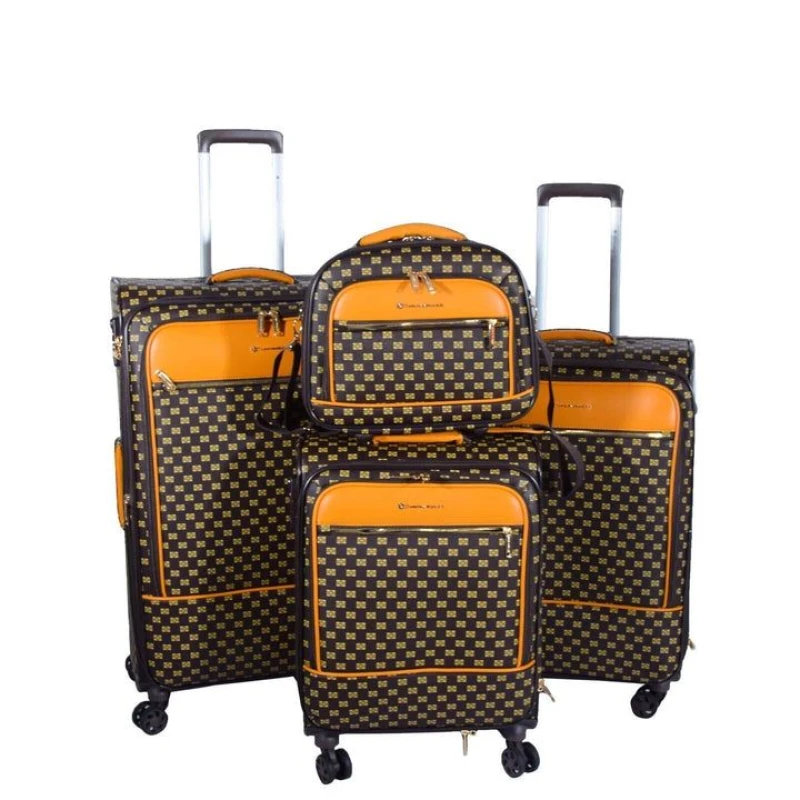 Image of Infinity Leather Expandable Travel Luggage Strong Soft Shell Suitcases in Brown Size: Small Brown Unisex Small