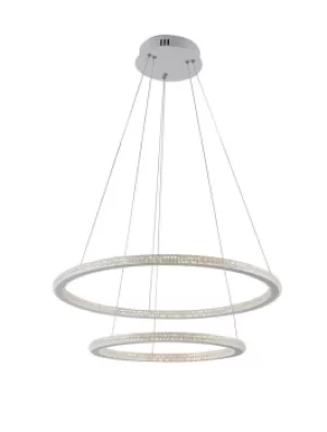 Image of BRYANT LED 2 Ring Pendant Ceiling Light White 3555lm 3000K 60x2+40x2cm