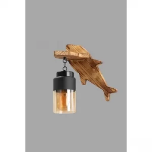 Image of Bal?k yan?k siyah caml? aplik Black Brown Wall Lamp