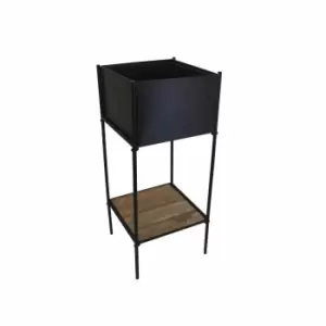 Image of Ivyline Indoor Kensington Metal Square Planter Stand In Black - H76Cm W30Cm